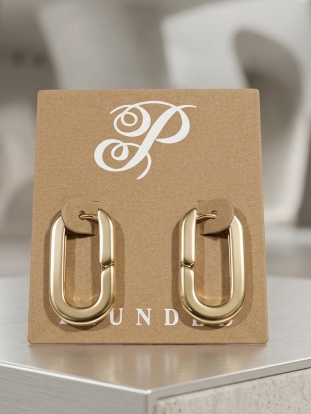 Plunder Gold Oval Hinge Hoop Earrings